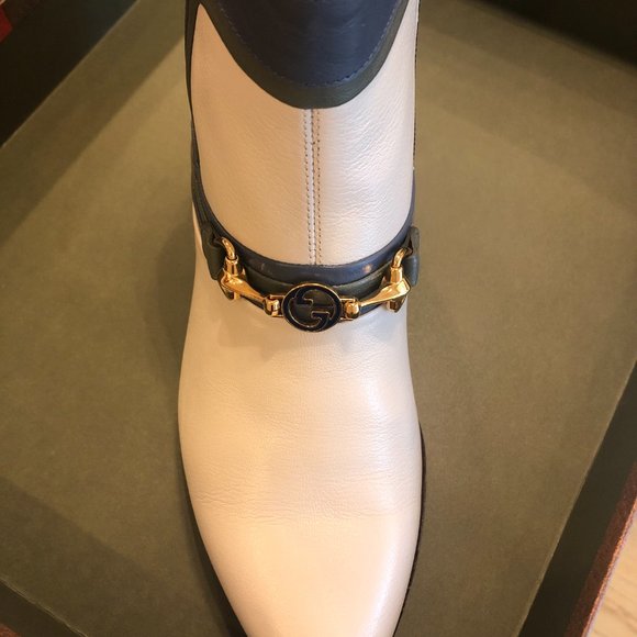 Gucci Ankle Boots in Ivory with Fog Blue Trim - Picture 3 of 5